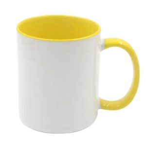 Personalise Your Own 11oz Mug - White Outer - Yellow Inner - Yellow Handle